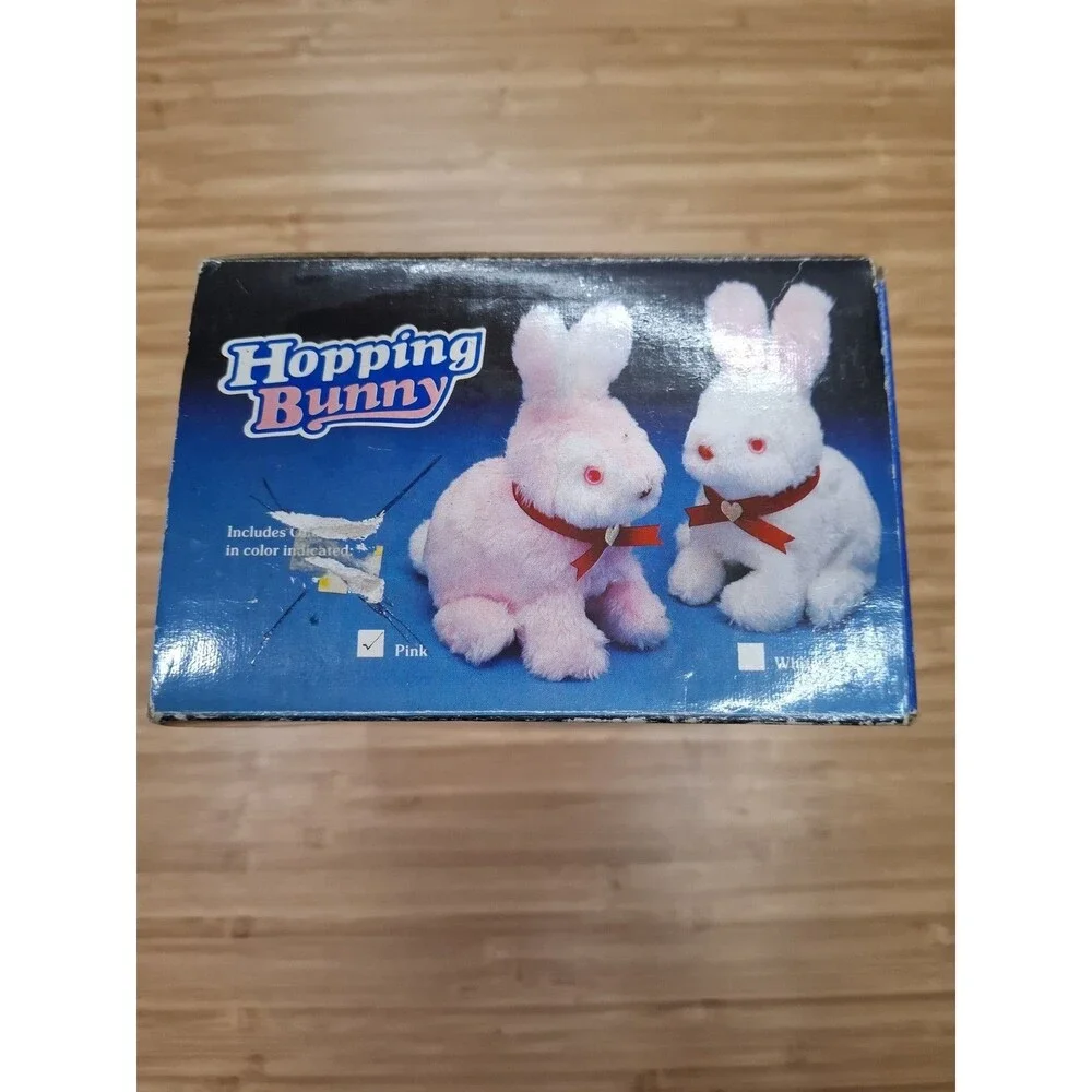 Vtg 1980s Hopping Bunny with Box! Battery Operated Animated Pink non-working